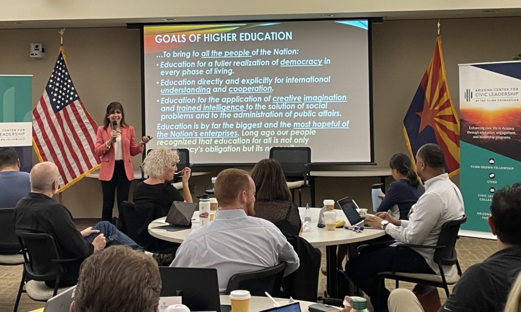 Maria Harper Marinick speaks with Flinn-Brown Fellows about higher education in Arizona