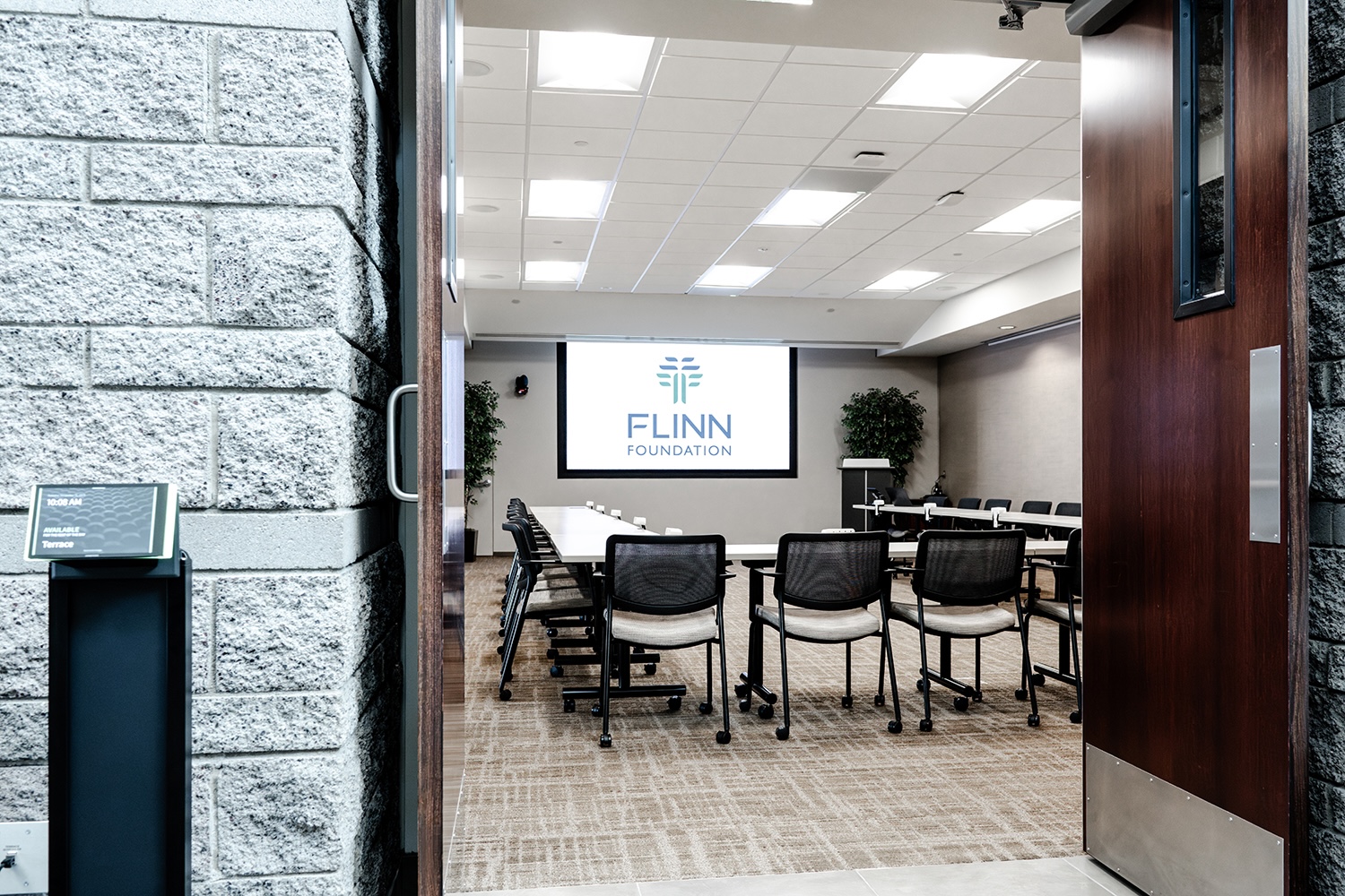 The entrance to the Terrace Room in the Flinn Foundation Educational Conference Center